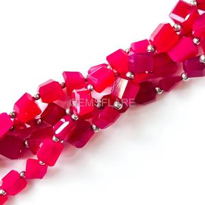 Cuentas de Calcedonia Rosa Intenso Facetadas al por Mayor, Pepitas Sueltas de Calcedonia 5x7-6x8MM, 8 Pulgadas para Fabricación de Joyas - Product Image 2