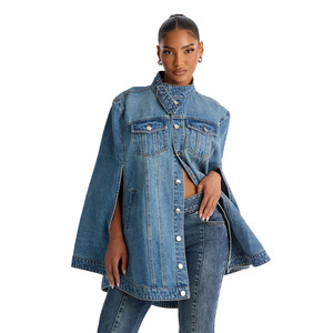 Women Denim Shirt Long Sleeve Button Up Sleeve Asymmetric Loose Fit Stonewashed Casual Blue <b>Top</b> Autumn Style - Product Image 3