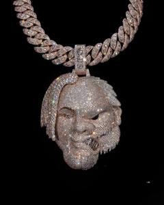 Colgante Personalizado 3D de Personaje de Dibujos Animados Hip Hop con Moissanita, Totalmente Cubierto de Piedras, Joyería de Plata 925 - Product Image 1