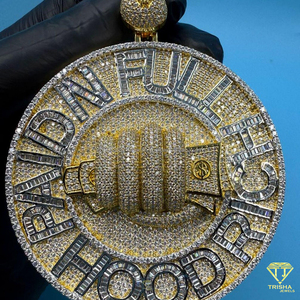 Custom Iced Out "BANDNFULLHOOD" Pendant Hip Hop <b>Gavel</b> Medallion VVS Lab Grown Diamond in 925 Sterling Silver Charm - Product Image 4