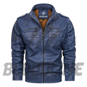 Bloodline Men's Brown <b>Leather</b> <b>Jacket</b> With Fleece Lining Zipper Closure Classic Style <b>Winter</b> Wear - Product Image 5