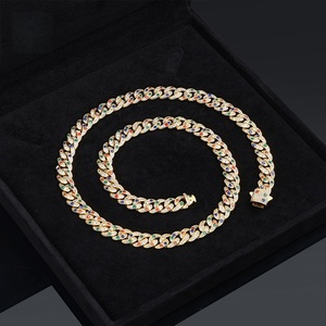 Collar de Cadena Cubana Multicolor para Hombre, con Incrustaciones de Diamantes Moissanite, Plata 925, Estilo Hip Hop, Joyería Ligera de Lujo - Product Image 2