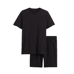 Ensemble T-shirt et short d'été en coton 100% respirant, de haute qualité, 250 GSM, poids lourd, grande taille, uni, délavé à l'acide - Product Image 5