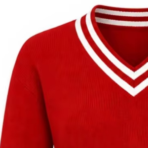 Grec personnalisé D |   S |   Pull universitaire en tricot torsadé à col en V avec logo frontal T Sorority Winter, 100 % acrylique, manches longues - Product Image 5