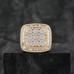 Hot Selling VVS Moissanite & Diamond 925 Sterling Yellow Gold-Plated Wedding <b>Ring</b> Engagement Gift <b>for</b> <b>Men</b> Women in HipHop Style - Product Image 1