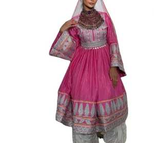 Robe culturelle afghane écologique pour femmes, manches longues, longueur genou, avec dentelle à la taille naturelle et broderie tribale authentique - Product Image 4