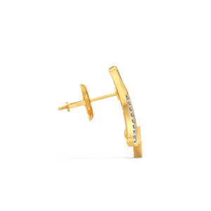 ต่างหูเพชรทรงโค้งสีทอง - Product Image 1