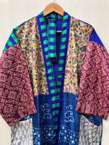 ชุดกิโมโนผ้าไหมส่าหรีอินเดียแบบวินเทจ รีไซเคิล สำหรับผู้หญิง ใช้คลุมชุดบิกินี่สำหรับงานปาร์ตี้ริมชายหาด ชุดคลุมเจ้าสาว สำหรับฤดูร้อน ขายส่ง - Product Image 4