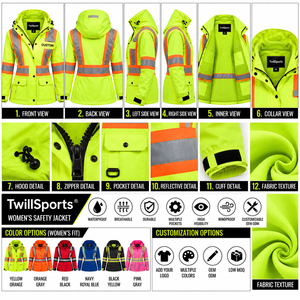 Chaqueta de Seguridad Reflectante de Alta Visibilidad para Mujer, Impermeable, Ropa de Trabajo, Chaqueta para Exteriores, Logotipo Personalizado - Product Image 6