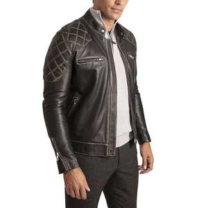 Chaqueta de Invierno para Hombre, de Piel de Oveja, Cuero Genuino, Lona Bordada, Corte Ajustado, Secado Rápido, Cierre de Cremallera, Alta Calidad - Product Image 4