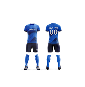 Ensemble de maillot de football unisexe personnalisé à manches courtes, col en V, impression numérique, polyester, uniforme respirant, logo personnalisé - Product Image 3
