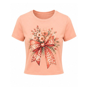 Women's Regular Fit Premium Cotton Eco-Friendly Moisture Wicking Lightweight Summer Print <b>Crop</b> Tee-Everyday Wear Streetwear - Product Image 4