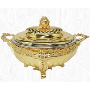 Luxury Gold Plated Casserole With Stainless Steel Cover Round Design Three Legs Metal Pot With Lid Decorative Handles - Product Image 4