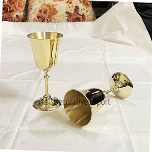 Polished Gold Brass Goblet Elegant Metal Wine Chalice for Weddings Luxury Handcrafted Brass Stemware & <b>Table</b> Decor - Product Image 2