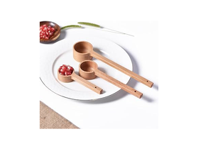 Gadgets>Outils de mesure : Ensemble de cuillères doseuses en bois naturel avec longues poignées pour café, thé, poudre et épices - Product Image 2