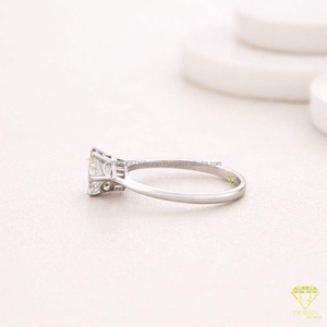 Classic VVS Moissanite Diamond <b>Solitaire</b> Engagement <b>Ring</b> 925 Sterling <b>Silver</b> White Gold Plated Promise <b>Ring</b> For Women Jewelry - Product Image 3