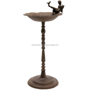 Bain d'oiseaux en métal artisanal, décoration de jardin extérieure, finition rustique élégante, grand bassin, support robuste, design résistant aux intempéries - Product Image 3