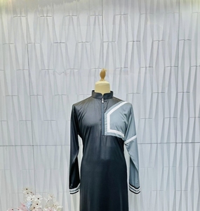 Hot Sale <b>Arabic</b> Kandora Modern Stand Collar Abaya Long Sleeve Solid Modest <b>Dress</b> <b>Man</b> Cotton Ankle Length Loose Ramadan Prayer - Product Image 1
