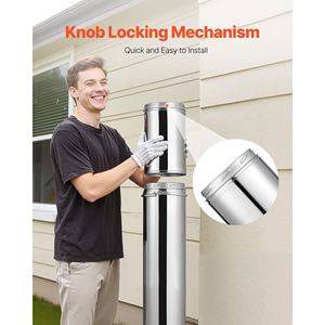 Tubo per Camino in Acciaio Inox a Doppia Parete Isolata 6 X 24 Pollici, Interno 316 Esterno 304, Tubo Dritto per Stufa con Facile Installazione - Product Image 6