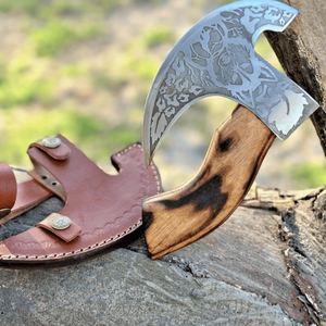 Cortador de Pizza Estilo Hacha Hecho a Mano, Hoja de Acero con Alto Contenido de Carbono, Mango de Madera Inspirado en los Vikingos, Cortador de Pizza de Grado Industrial para Cocina - Product Image 1