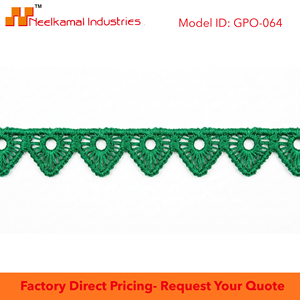15mm <b>Emerald</b> Green Geometric Guipure GPO Lace Trim Customizable Factory Direct 20 Meter Packing for Curtains Cushions Table Mats - Product Image 6