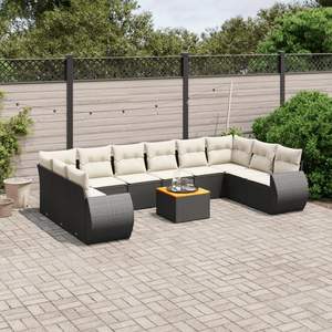 Conjunto de Sofás Modulares Grandes de Ratán Sintético Negro para Jardín - Product Image 1