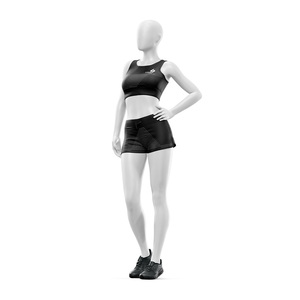 Customized Women's 2 Piece Yoga Set Scoop Neck <b>Crop</b> <b>Top</b> High Waist Shorts 100% Polyester Breathable Fabric Solid Printed Set - Product Image 1