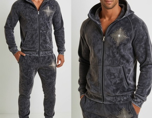 Premium Unisex Rhinestone Tracksuit Set Custom Glitter Hoodie And Sweatpants Oversize Hip Hop Casual Two Piece Outfit - Product Image 4