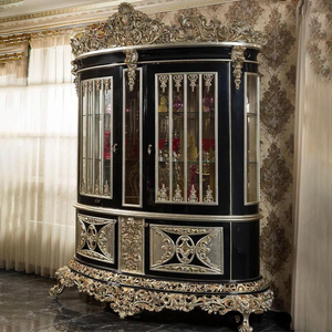 Ensemble de table à manger ovale en or blanc Mocoto Eternal, chaises en bois sculpté, buffet, collection de meubles de luxe pour villa et hôtel - Product Image 4