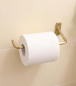 Porte-papier toilette mural minimaliste finition laiton, accessoire de salle de bain moderne, porte-rouleau de papier toilette en laiton élégant, porte-mouchoirs - Product Image 1
