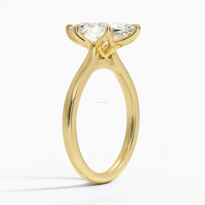 Bague de fiançailles, d'anniversaire ou de mariage minimaliste en or jaune 14 carats pour femme, avec diamant solitaire de 2 carats de taille marquise, certifié IGI, cultivé en laboratoire - Product Image 2