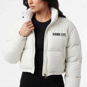 <b>Women's</b> Cropped <b>Waterproof</b> <b>Padded</b> <b>Jacket</b> Winter Warm Quilted Coat Stand Collar Custom Logo Wholesale Manufacturer - Product Image 5