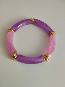 Bracelet chic en perles de résine, fait main, extensible, bijoux tendance pour femmes, accessoires quotidiens - Product Image 2
