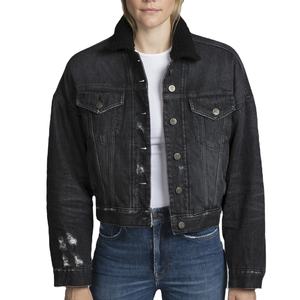 Nouveau Style veste Jean femme à manches longues veste en Jean femme vêtements femme noir quantité manteau personnalisé coton bleu OEM poches - Product Image 6