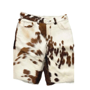 Custom Men's High Street Style Solid Cowhide <b>Leather</b> <b>Shorts</b> Mid Side Pockets Breathable Quick Dry Zipper Fly Premium - Product Image 1