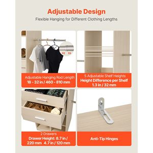 Armadio Moderno a 2 Cassetti con Sistema di Organizzazione Regolabile in Legno e 5 Unità di Stoccaggio Retrattili - Product Image 5