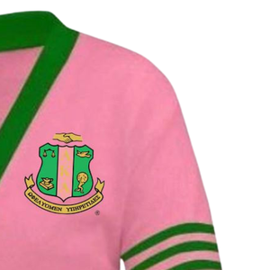 Cardigan universitaire AKA pour homme, pull en tricot personnalisé brodé pour sororité, rose et vert, pour étudiants universitaires, en acrylique épais pour l'hiver - Product Image 2