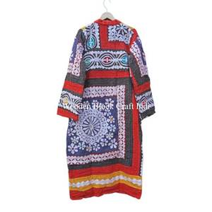 Robe kimono Kantha indienne faite à la main, multi-patchwork, en coton, pour femme, courte, style peignoir - Product Image 5