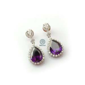 Rylie Lavender CZ Designer Fashion Drop Earrings - Product Image 2