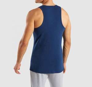 Débardeurs de sport pour hommes en coton pur respirant, col rond, grande taille, pour la musculation, la course à pied, sans manches - Product Image 2