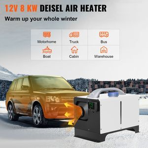 Riscaldatore ad aria diesel 12V per camion 8KW con telecomando e display LCD - Nero, una presa d'aria, riscaldamento rapido - Product Image 2