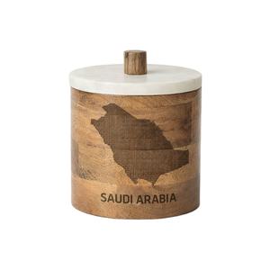 Precio al por Mayor, Tarro de Almacenamiento de Madera con Diseño de Mapa de Arabia Saudita y Arabia Saudita, con Tapa de Mármol, Caja Decorativa Hecha de Madera de Mango, Último Modelo - Product Image 1