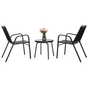 Set Bistrot da Esterno in 3 Pezzi, Arredamento da Giardino con 2 Sedie Impilabili e Tavolo in Vetro per Cortile, Balcone o Veranda - Product Image 2