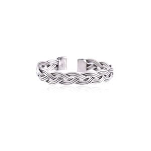 Silver Mountain 925 Sterling Silver Vintage Multi-Strand Braided <b>Charm</b> Bracelet Handcrafted Open Kada Polished Finish Unisex - Product Image 3