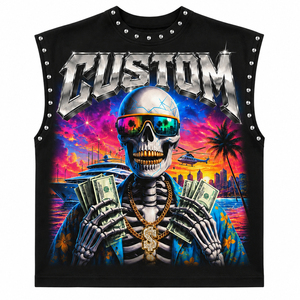 Débardeur Hip Hop Homme Y2K Streetwear à Imprimé Graphique Personnalisé, T-shirt Sans Manches Décontracté avec Rivets et Clous - Product Image 1