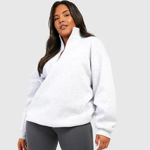 Sudadera Casual de Invierno para Mujer, Cuello Alto, Media Cremallera, Tacto Suave, Poliéster/Algodón, Manga Larga, para Gimnasio, OEM - Product Image 1