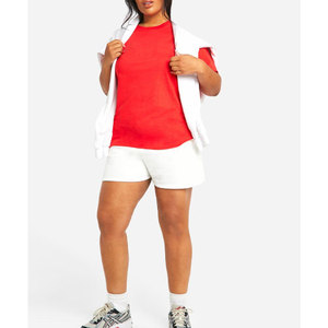 T-shirt en coton rouge surdimensionné à manches courtes, col rond, couleur unie, décontracté, coupe jersey pour homme, longueur normale - Product Image 6