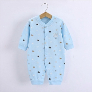 Mameluco de bebé con estampado de corona, de algodón suave, manga larga, con botones a presión frontales, sin pies, para recién nacidos, ropa de dormir, venta al por mayor OEM - Product Image 2