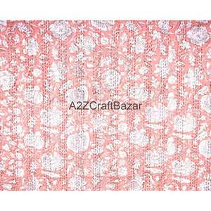 Manta Bohemia Reversible Hecha a Mano de Algodón Orgánico Ecológico para Todas las Estaciones, Estilo Kantha Vintage Indio al por Mayor - Product Image 2