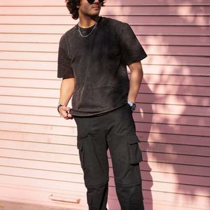 Camiseta Oversize Vintage Hip Hop para Hombre, de Algodón Pesado, Lavado Ácido, Personalizable, Estilo Urbano, Venta al por Mayor - Product Image 2